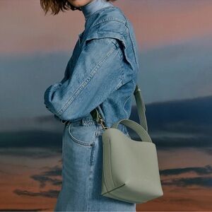 CUYANA Mini Linea Bucket Bag in Mint Pebbled Leather